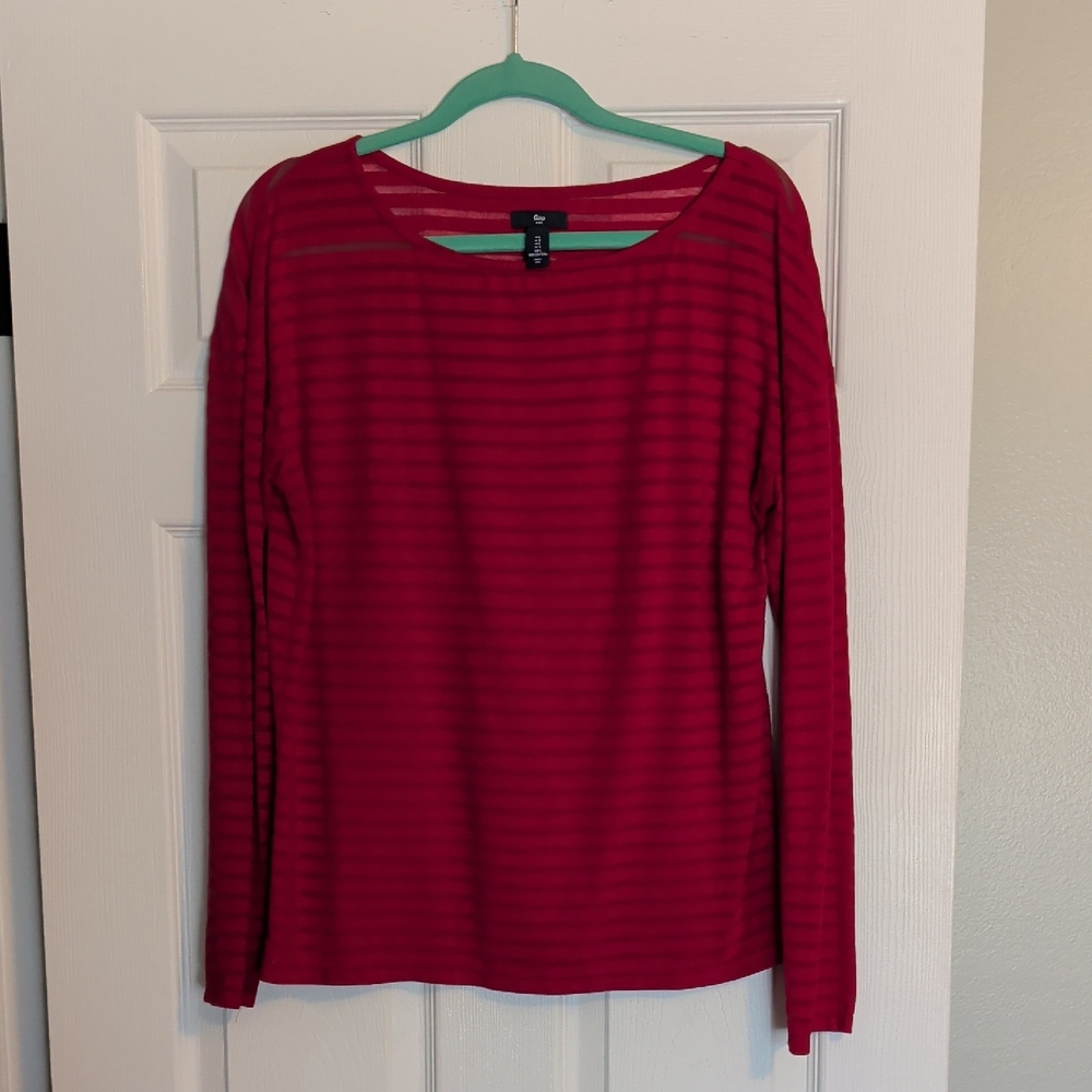 GAP Women's Vibrant Red Long Sleeve Top